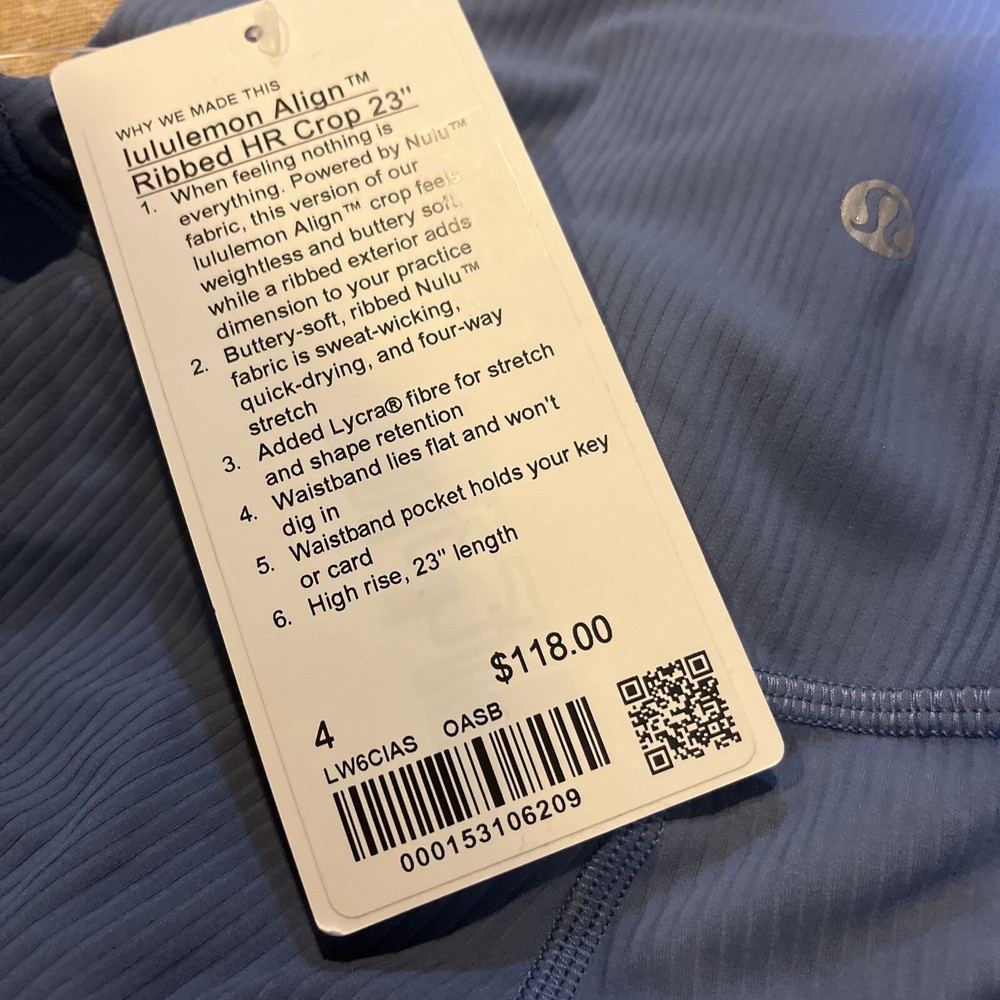 Lululemon Align Ribbed HR Crop 23” Size 4 Blue