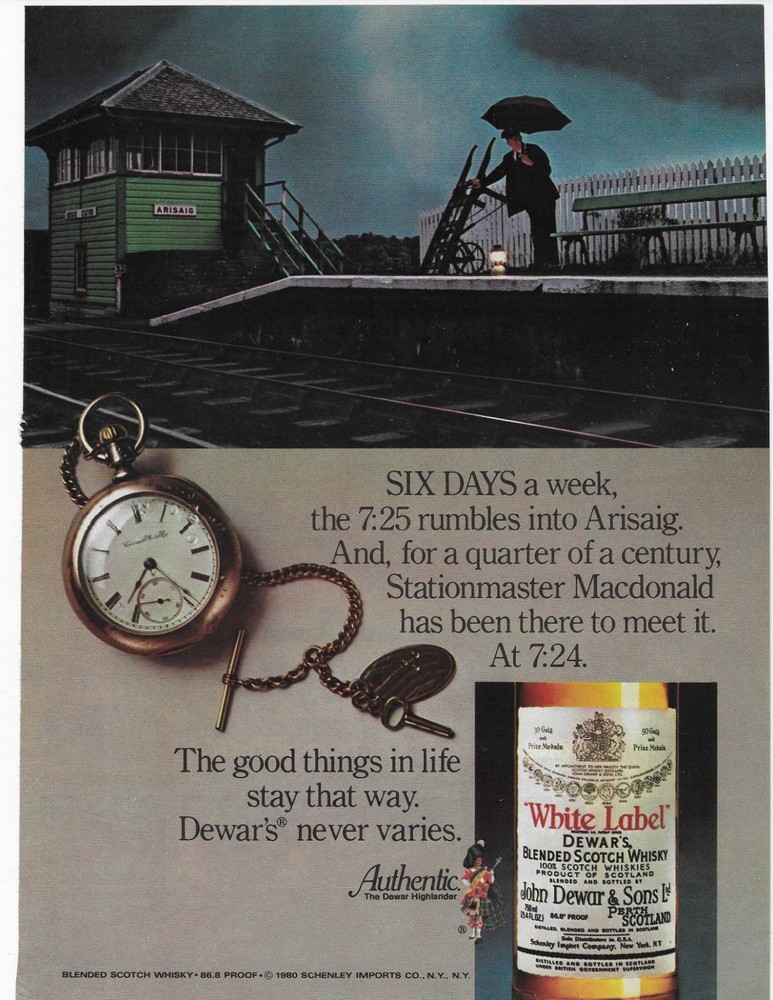 ARISAIG.   DEWAR'S BLENDED SCOTCH WHISKY ORIGINAL PRINT AD