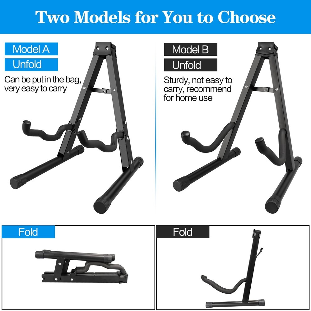 DkOvn 1 Pack Guitar Stand, A-Frame Folding Stand with Non-Slip Black