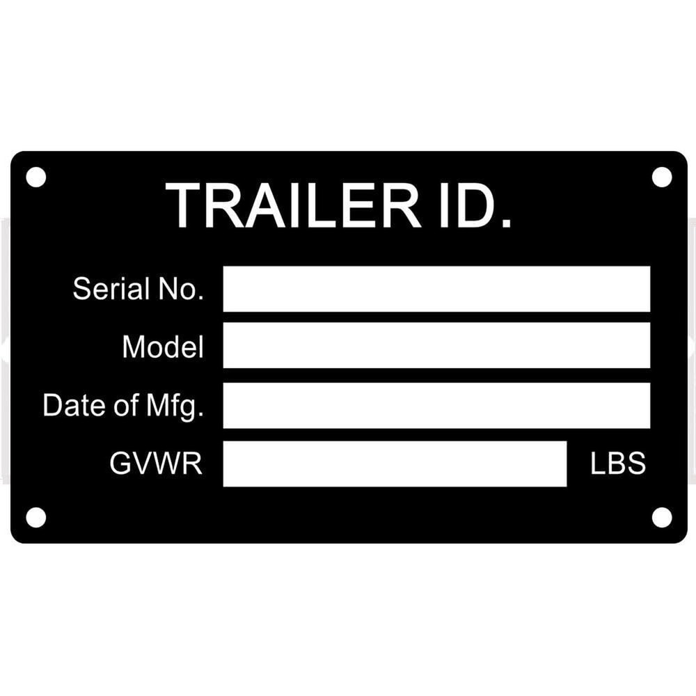Blank Trailer VIN ID Plate Data TAG Serial Model Number Identification VIN Se...