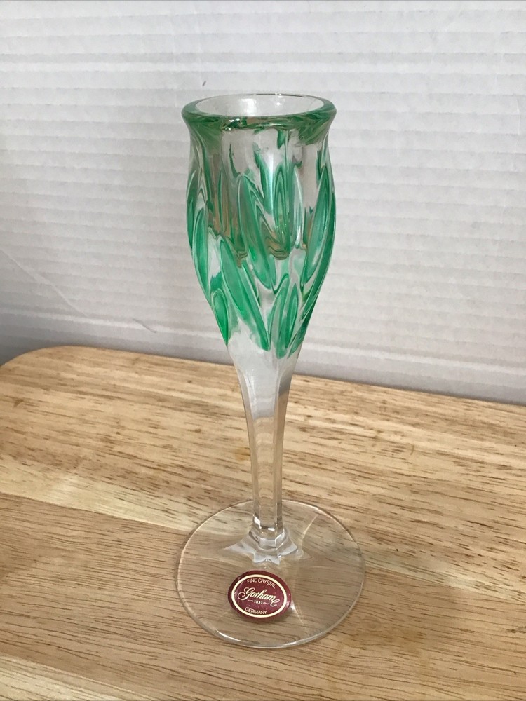 Green Crystal Gorham Candlestick 6.5”
