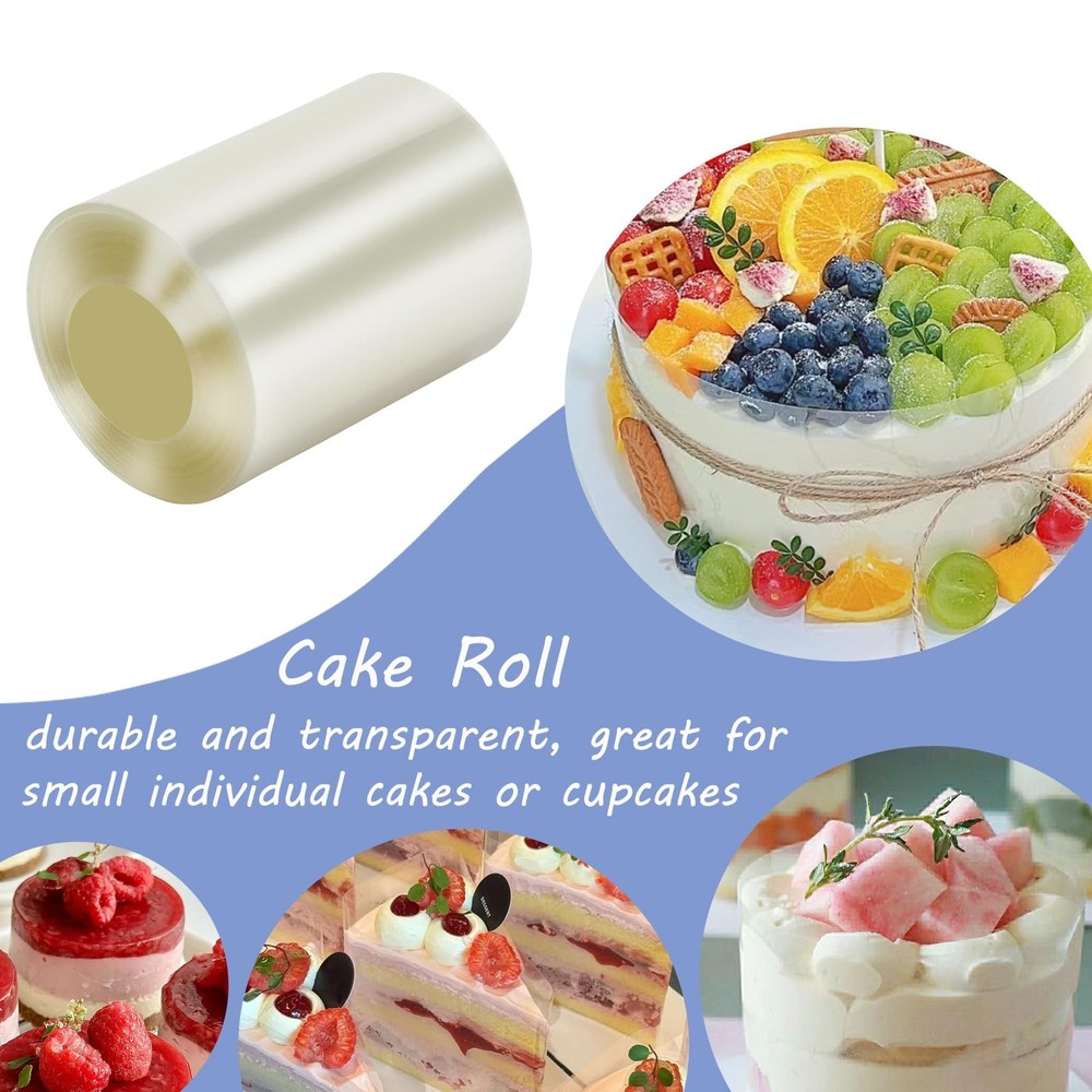 2 Pack Cake Collars 2.4x394 Inch Transparent Acetate Sheets, Baking Clear Strips