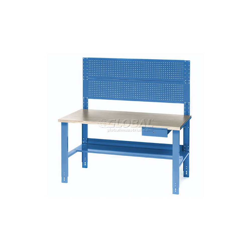 Complete Industrial Workbench Plastic Laminate Square Edge 60"W x 30"D Blue