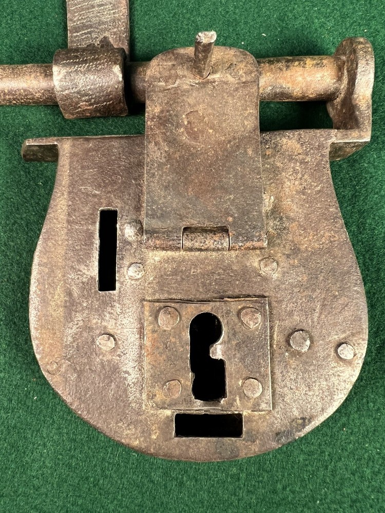 Antique Hand Forged Sliding Hasp Lock