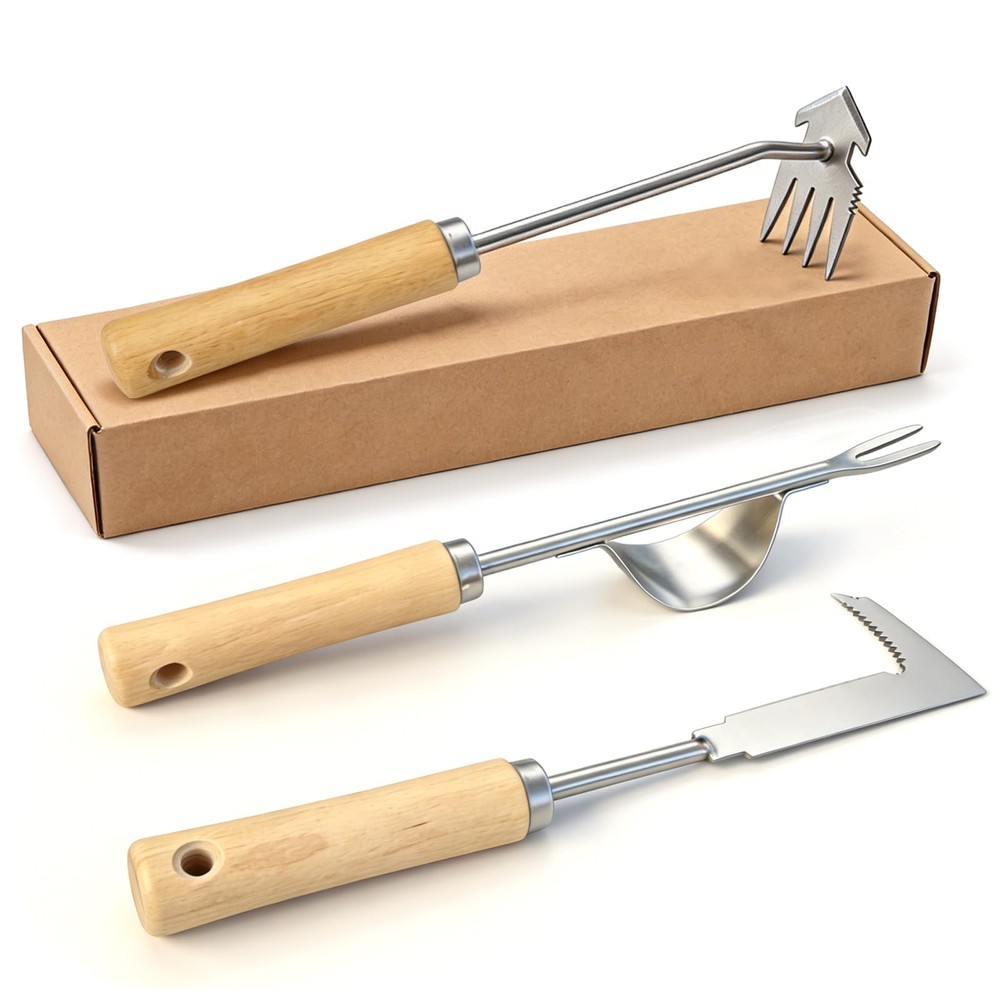 Weed Puller Tool, 3 Pack Garden Tools with 4 Teeth Weed Puller, LShaped Crack...