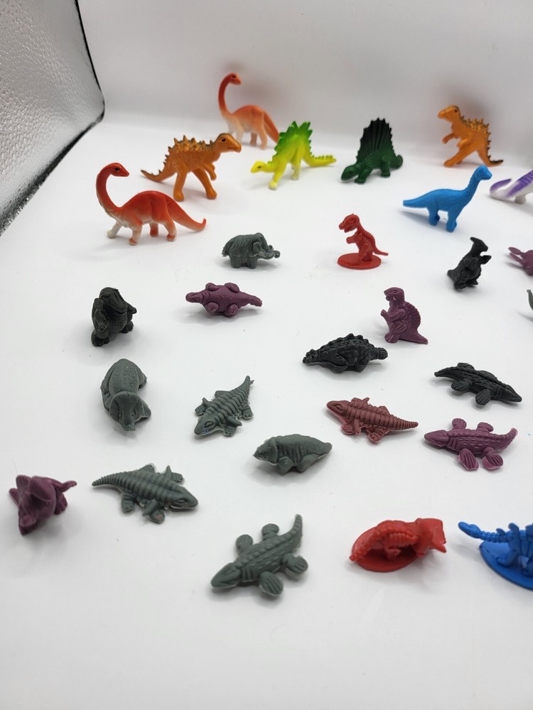 57 Dinosaur Toy Lot 1-2" Assorted Jurassic Plastic Rubber
