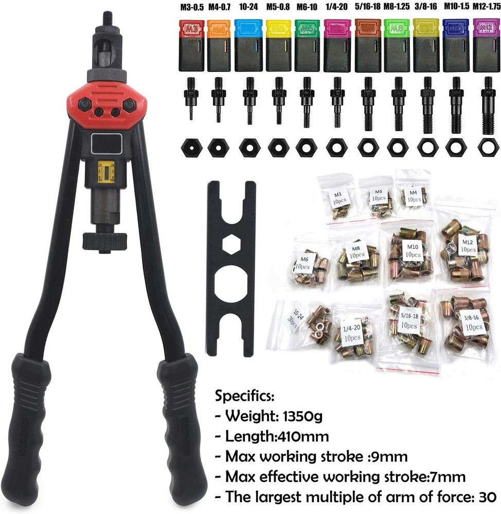 1620pc Rivet Gun Kit Rivnut Setting Tools Nut Setter Tool Hand Blind Riveter Gun