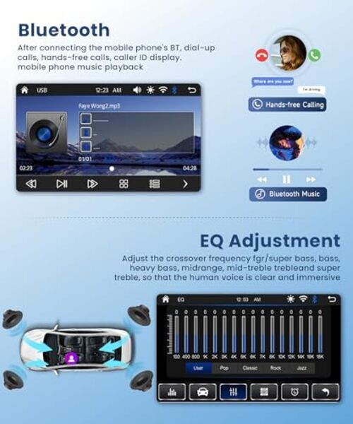 2 DIN Car Stereo Wireless Carplay&Android Auto, USB-C Head Unit 7” Touch
