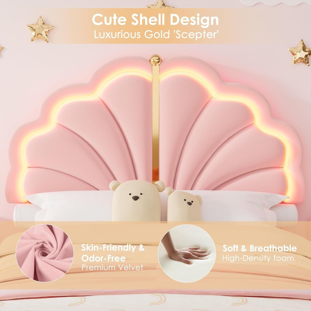 Twin Princess Bed Frame with Storage Drawers Pink