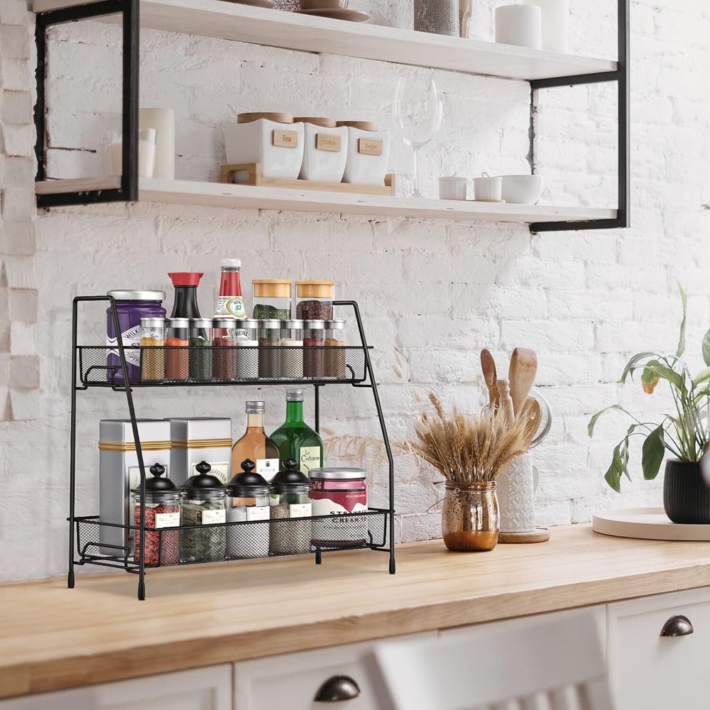 SPISPI Spice Rack Organizer for Cabinet, Bathroom Countertop, Black