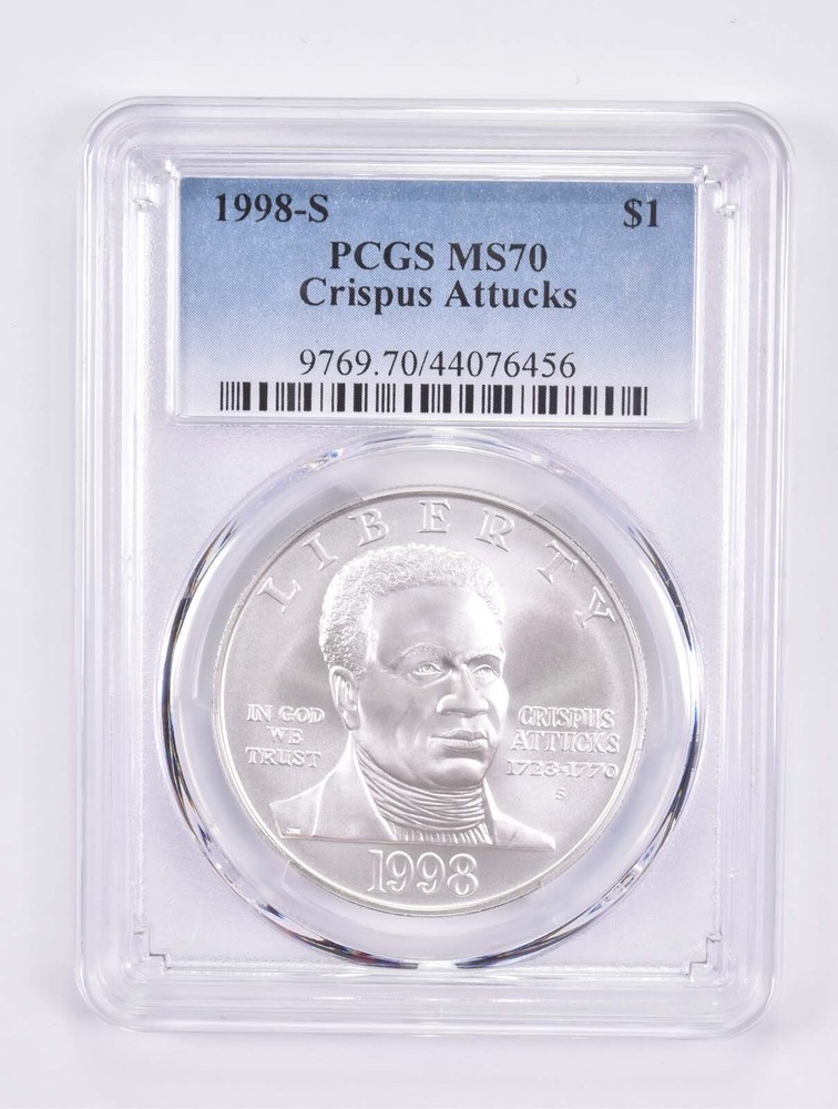 MS70 1998-S Black Patriot Commemorative Silver Dollar PCGS