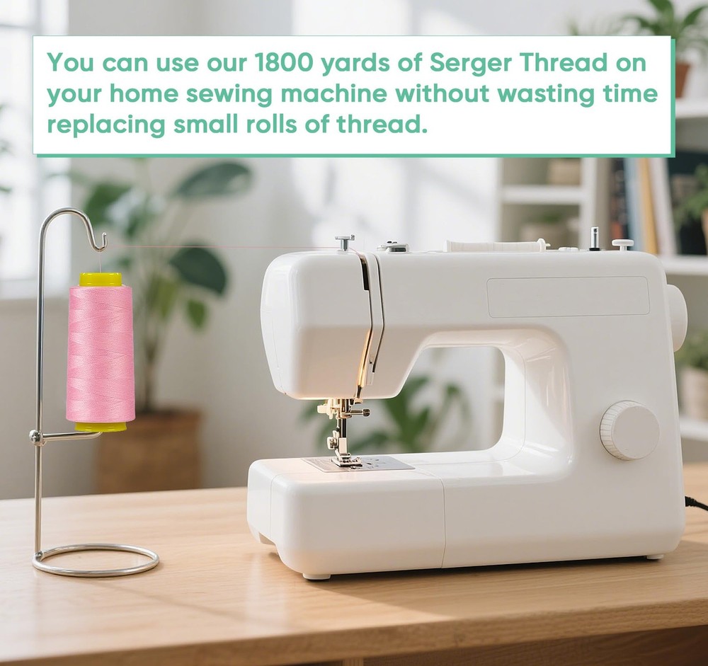1800 Yards Serger Thread Yellow All Purpose 40s/2 Polyester Cone Overlock Sew