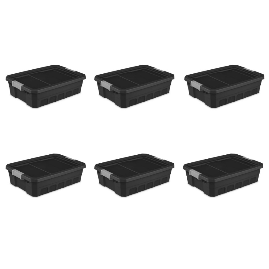 10 Gallon Stackable Storage Bins W/ Latch Lid Durable Plastic Tote 6 Count Box
