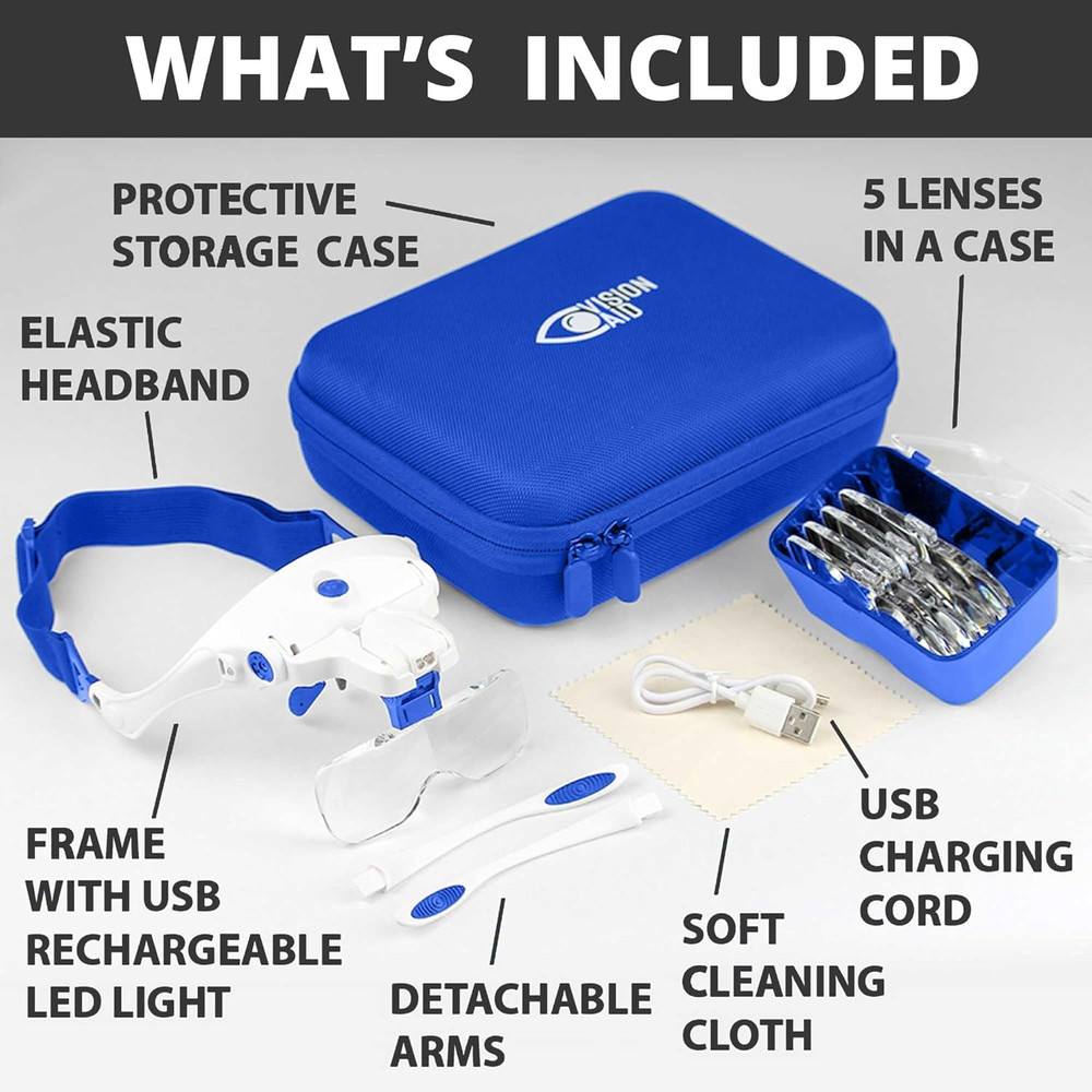 Head Magnifying Glasses w/ LED Light | USB Rechargeable Hands-Free Visor