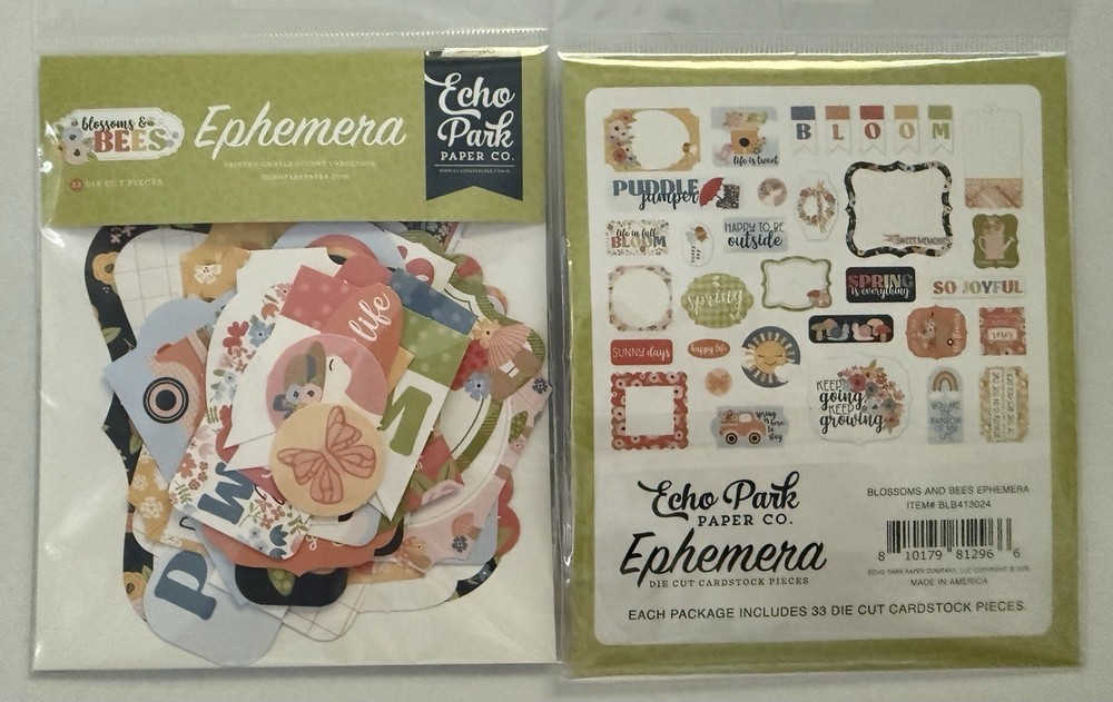 Echo Park Paper BLOSSOMS AND BEES Ephemera Pieces~NICE~Quick Ship!