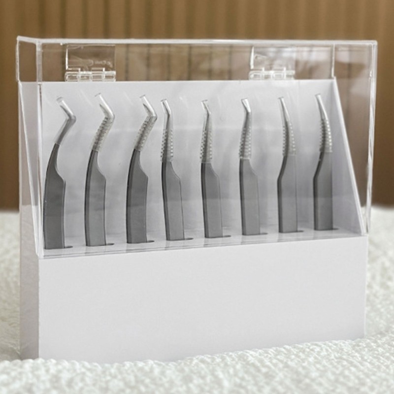 Tweezers Organizer Display Case with 8 Slots Compact Storage Space Saving