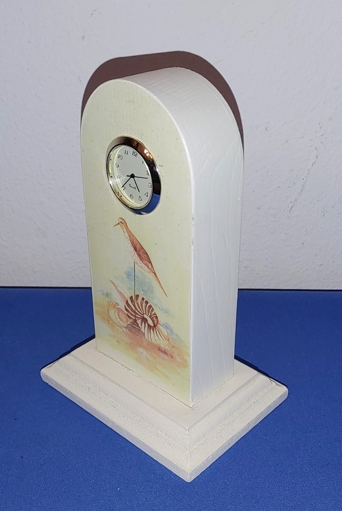 Jean Oates Decoative Mini Clock Nautical Display, Bird & Seashell