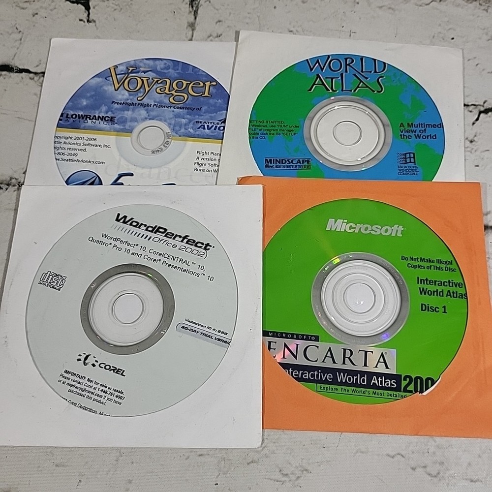 Vintage Computer Software CD-ROMs Lot Art Greeting Cards Flight Simulator More