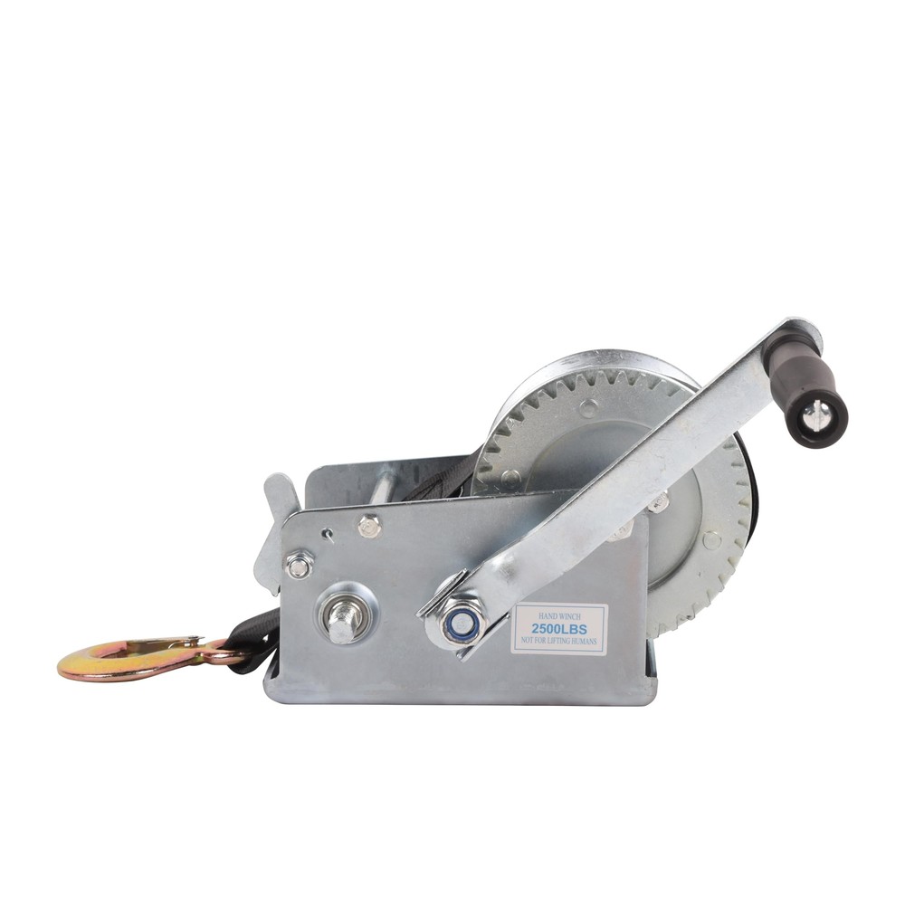 2500lbs Capacity Boat Trailer Winch Heavy Duty Hand Winch w/23ft Polyester Strap
