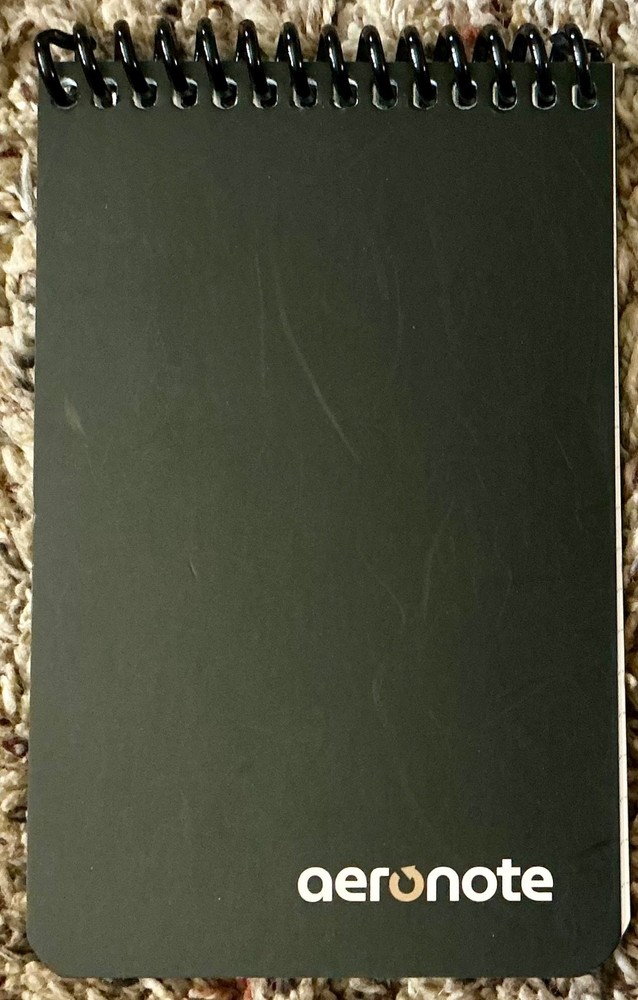 AERONOTE Mini Reusable Smart Notebook Black 5.5” x 3.5” 10 Lined Pages