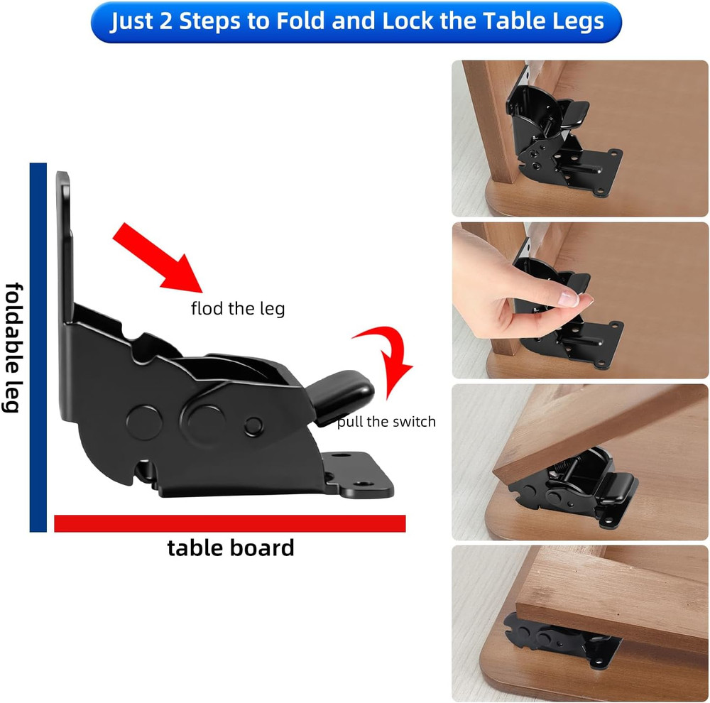 4 Pack Folding Brackets Self Lock Hinge With Screws For Folding Table Legs New