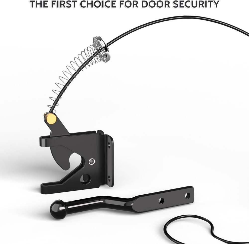 Durable Self-Locking Gate Latch with Spring Cable Pull for Wood & Metal Gates