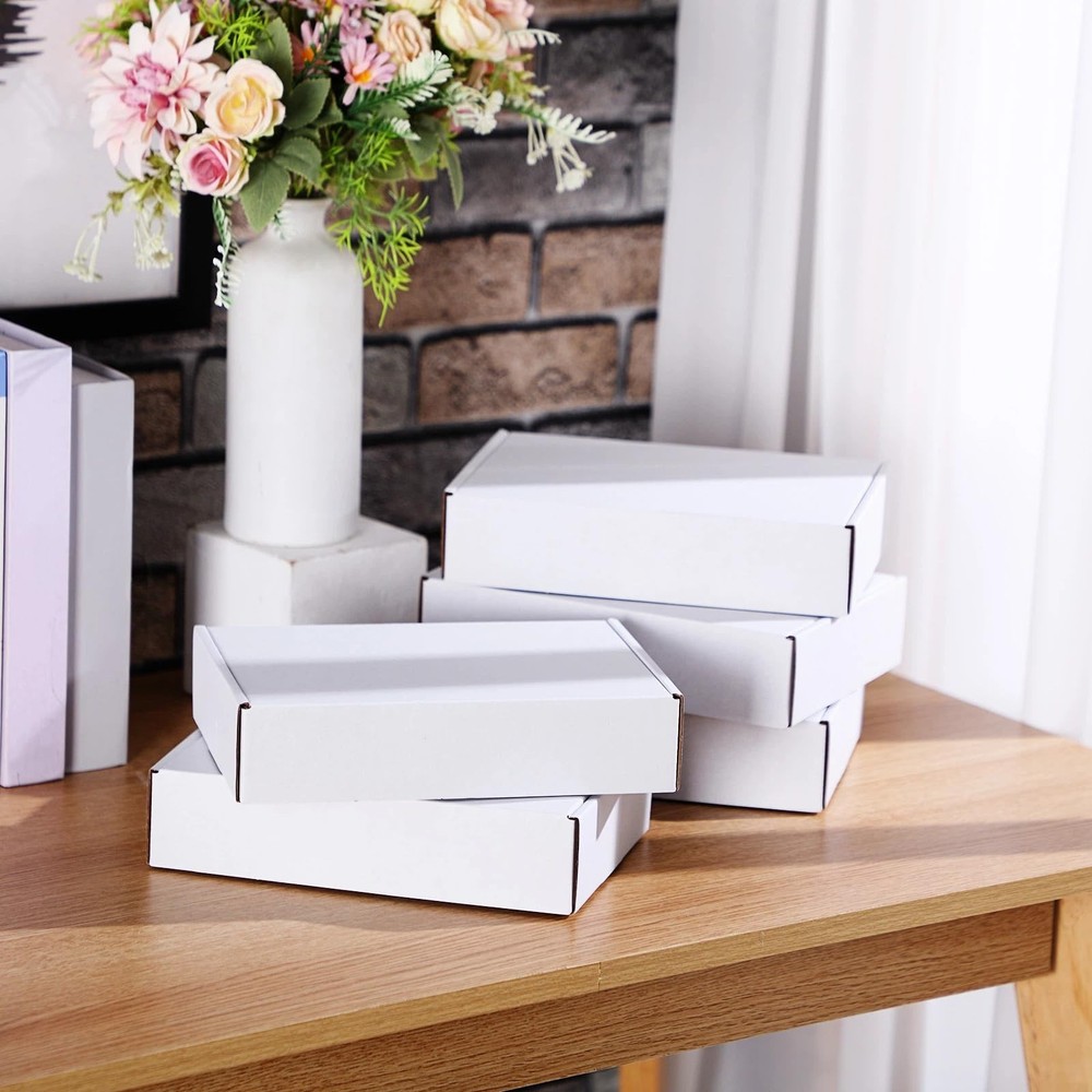Qilery 60 Pcs Shipping Boxes Corrugated Cardboard White Mailer Boxes Packagin...