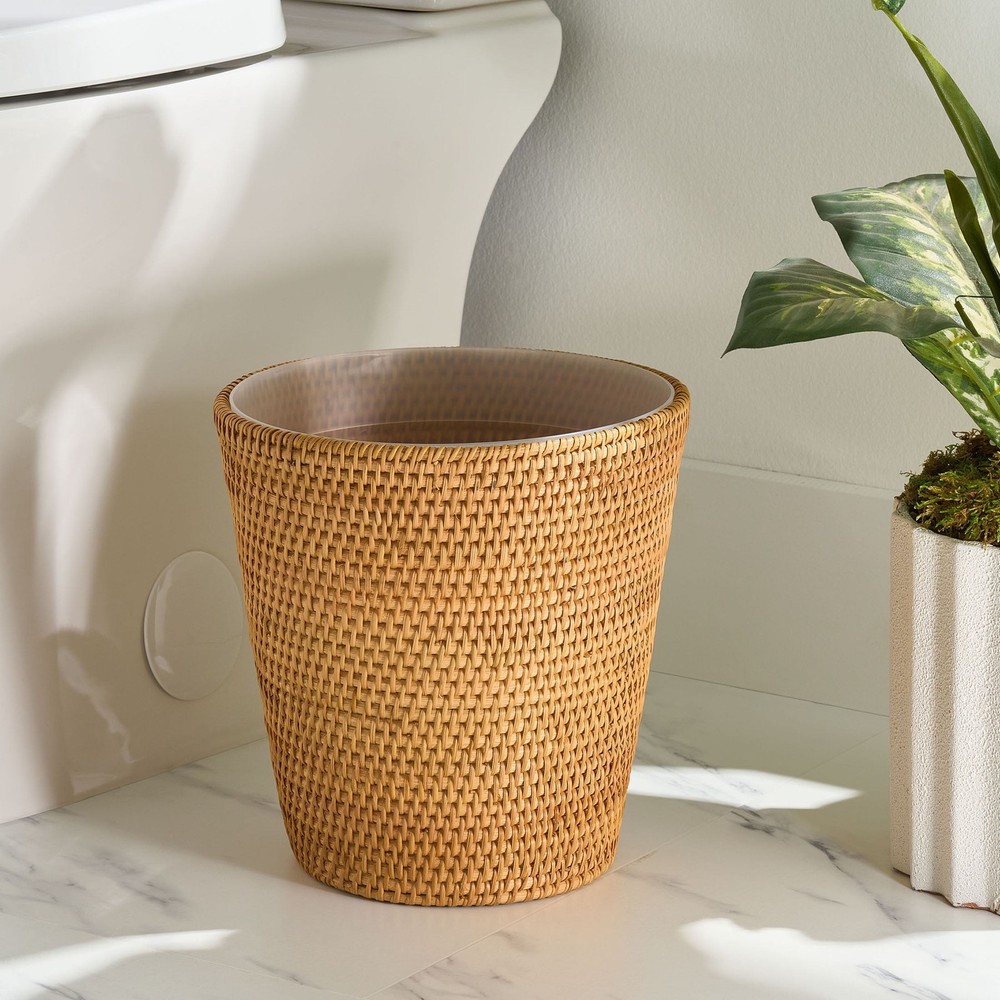 Rattan Bathroom Trash Can