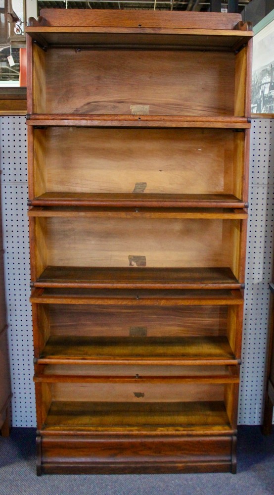 Globe-Wernicke 5-Stack Bookcase.Oak Barrister "Elastic" Model. Metal Bands 1899