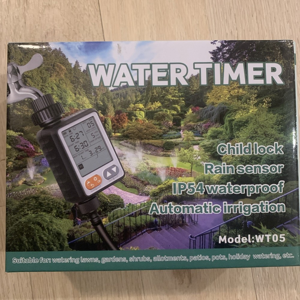 WT05 Automatic Water Timer IP54 Rain Sensor & Child-Lock – 1‑Zone, 10 Programs