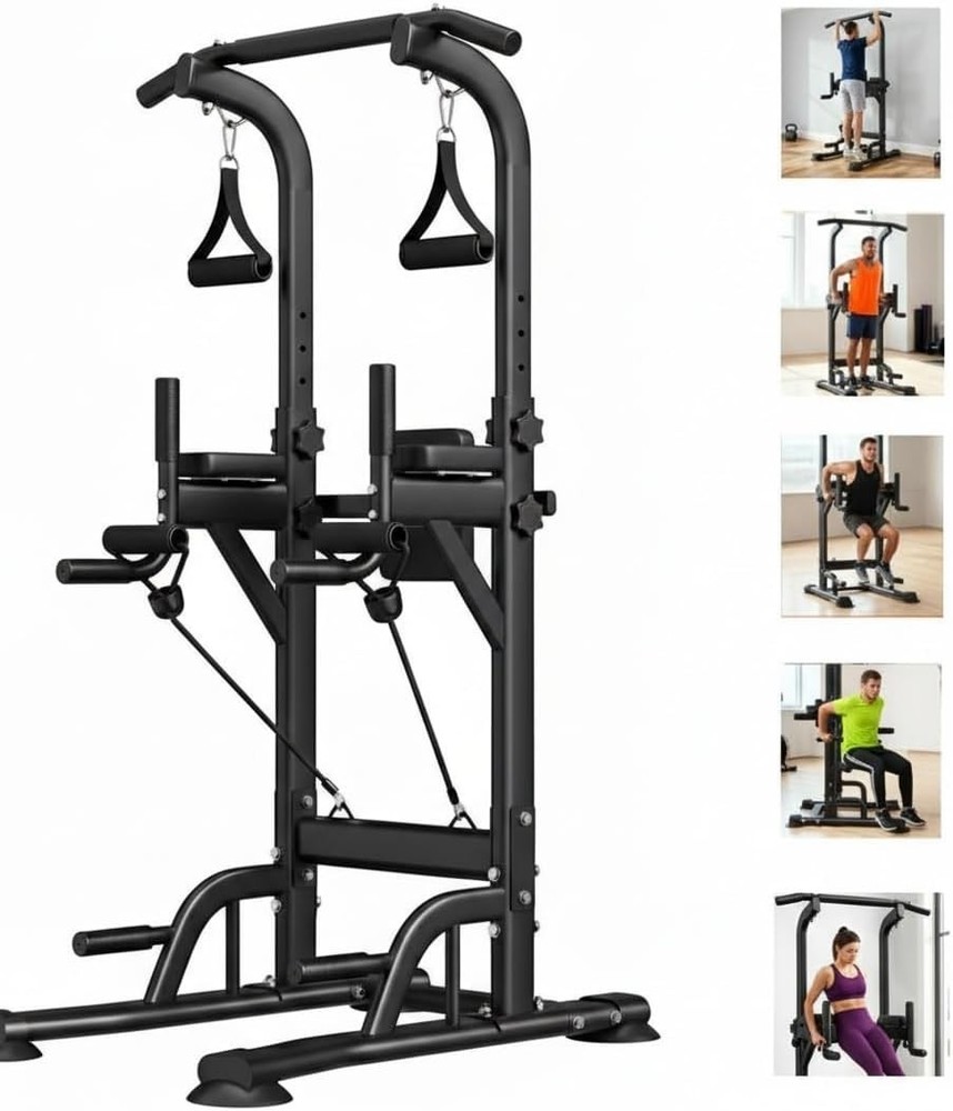 Power Tower Pull Up Bar Dip Station Assistive Trainer Multi-Function Home Gym