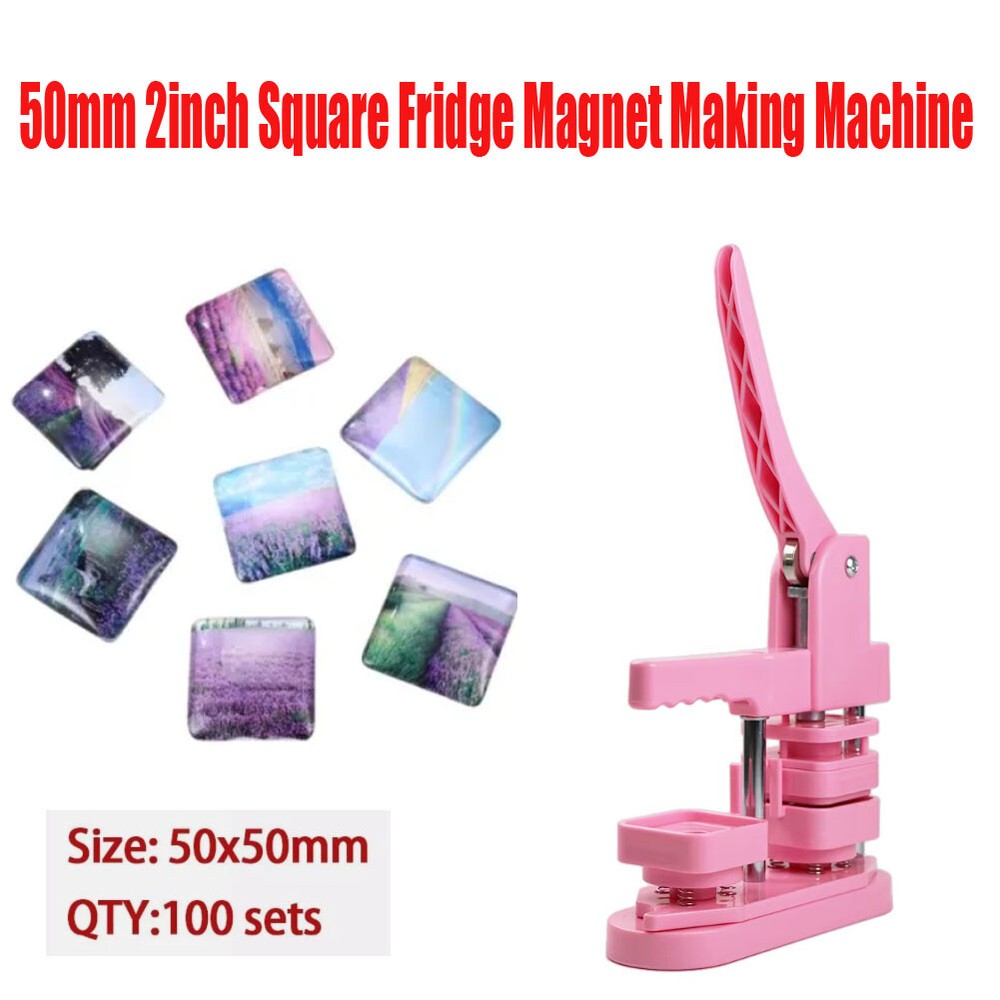 50mm 2inch Square Fridge Magnet Making Machine Kit + 100 Sets Magnet