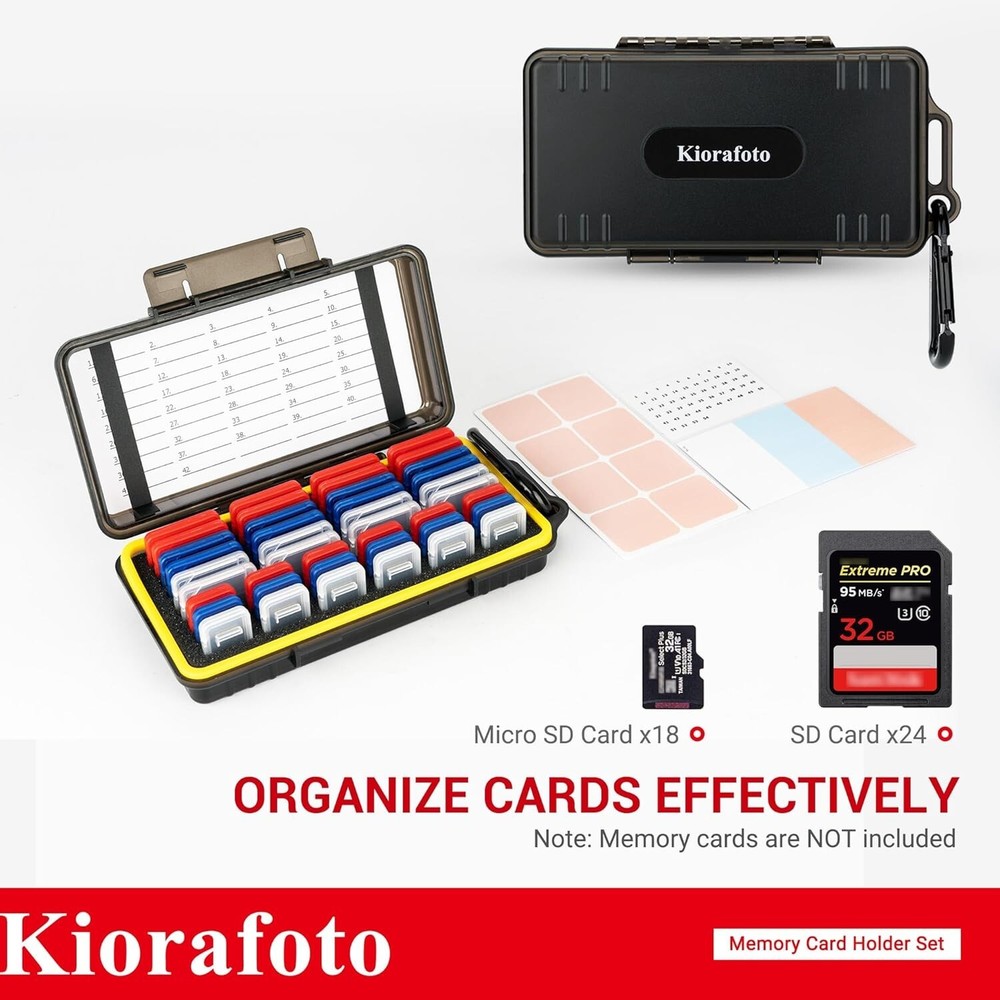 Memory Card Case Waterproof 42 Holders Capacity SD MicroSD Organizer Protector