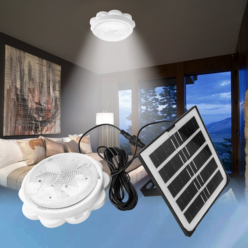 LED Ceiling Light Solar Panel Remote Control Pendant Lamp Indoor Corridor Garden