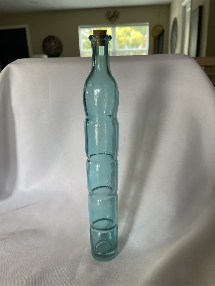 Aqua Blue Bottle 12 Inches Tall