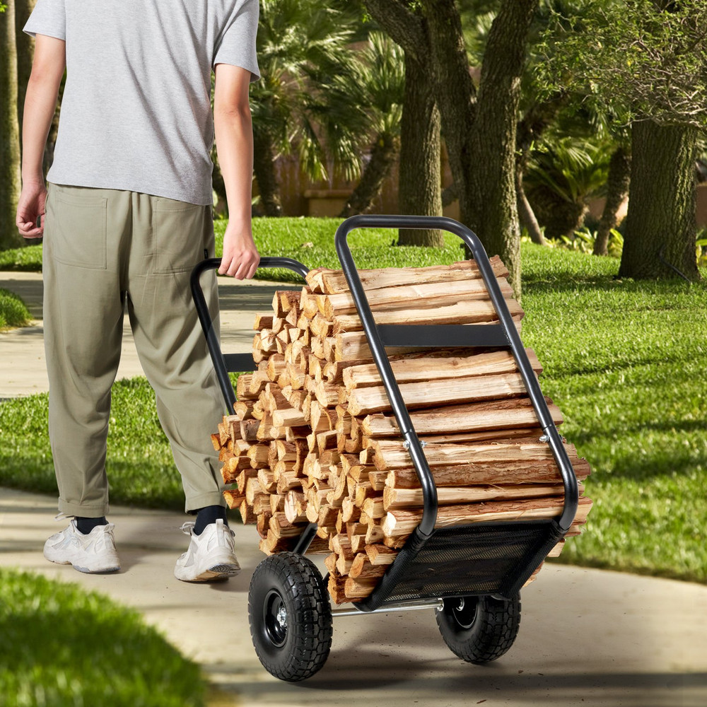 Firewood Log Cart, 250 lbs Capacity, Black