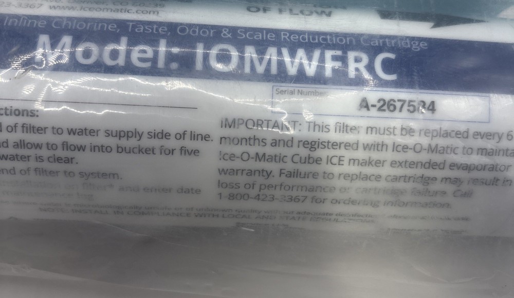 Ice-O-Matic A-267587 Model IOMWFRC Filter