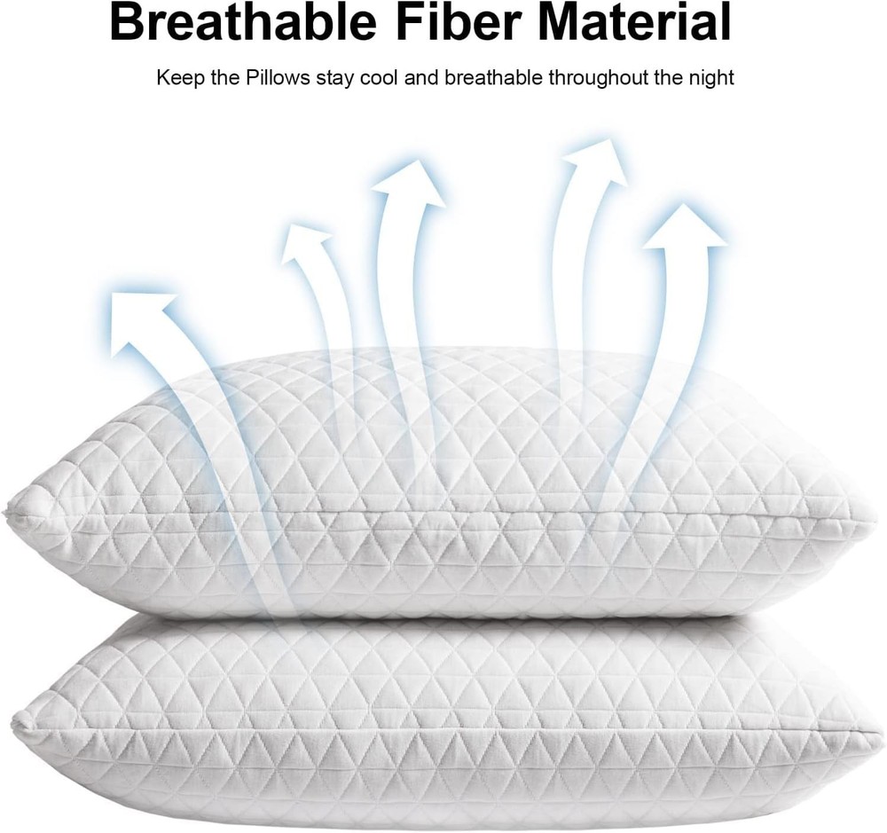 Memory Foam Pillows King Size, Adjustable Cooling, 2 Pack, White