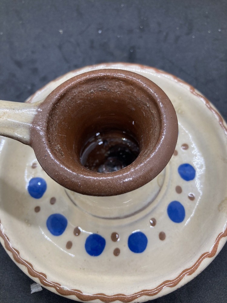 Redware Studio Art Pottery Chamber Taper Candle Holder