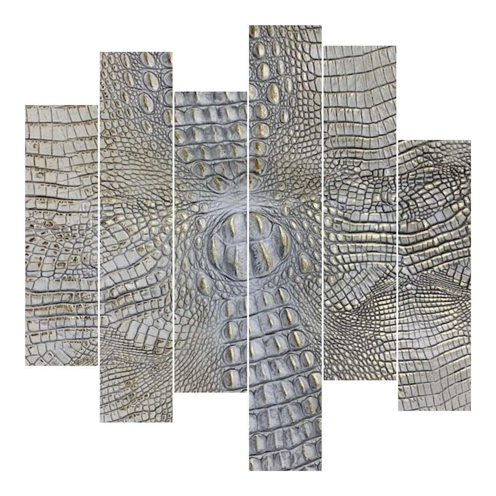 Embossed Leather Sheets Crocodile White and Gold, Custom Cuts for Crafters
