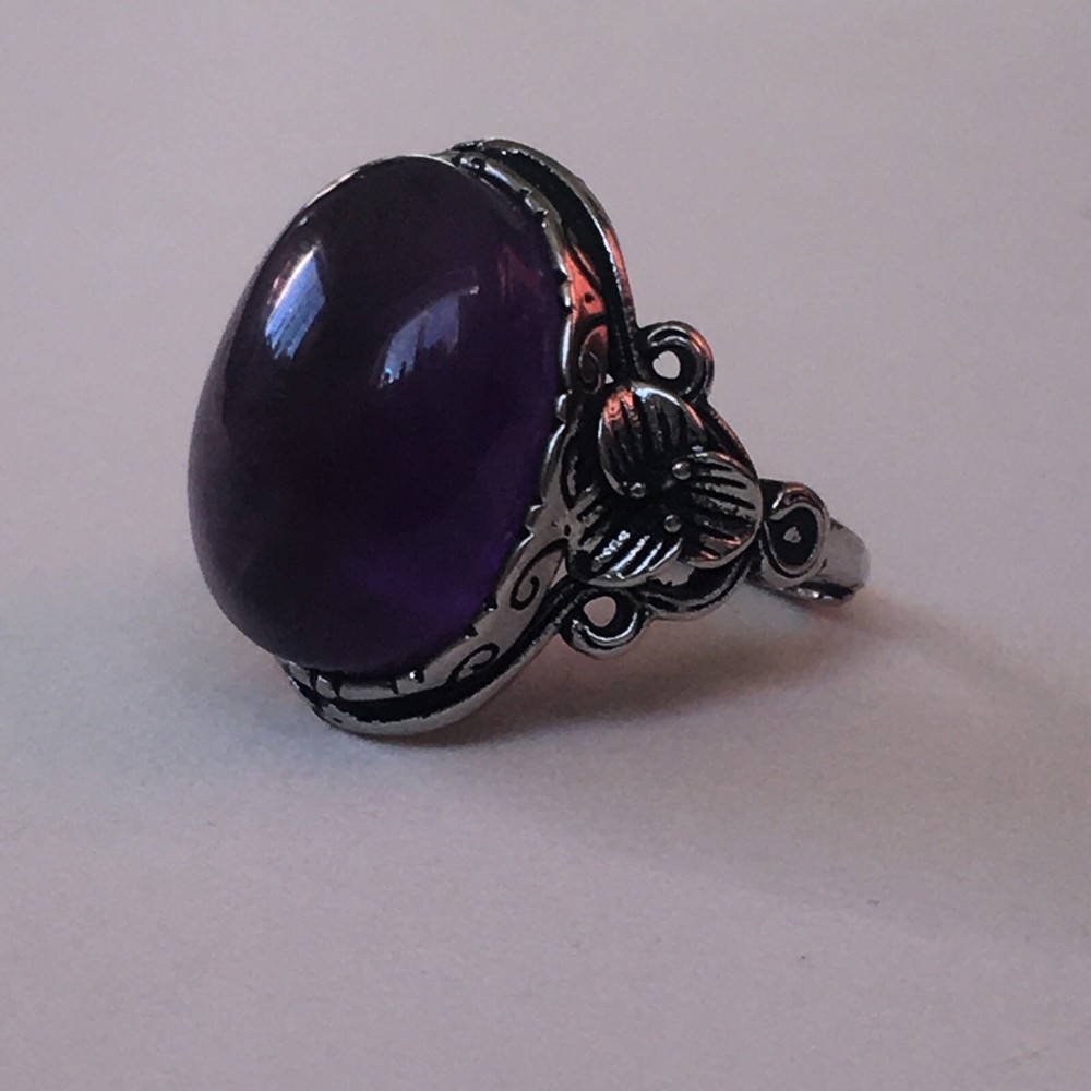 amethyst ring s925 adjustable to size 6 & 7