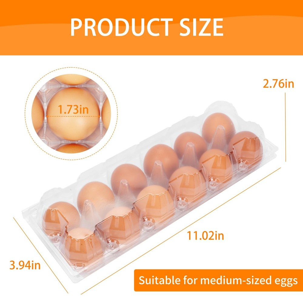 GRRONZEE 120 Pack Egg Cartons Cheap Bulk 12 Count Medium, Clear