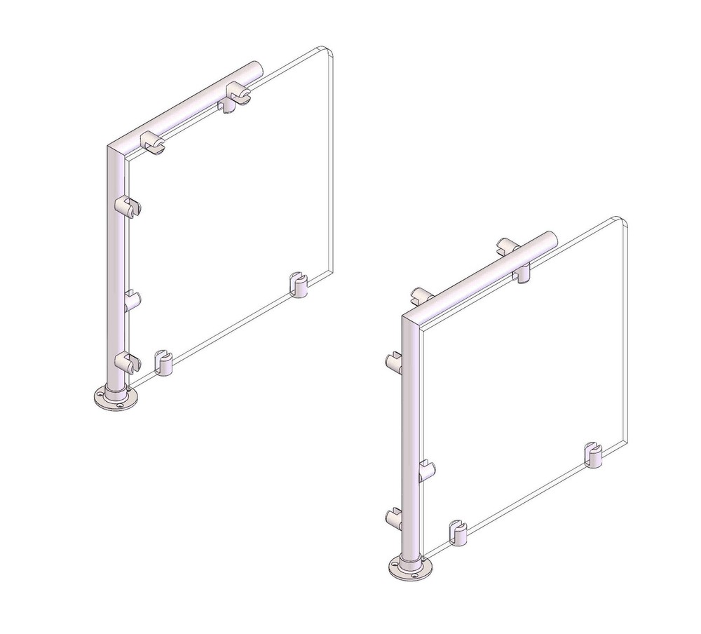 Sneeze Guard Post L-SHAPE POST BRACKET WITH END PANELS