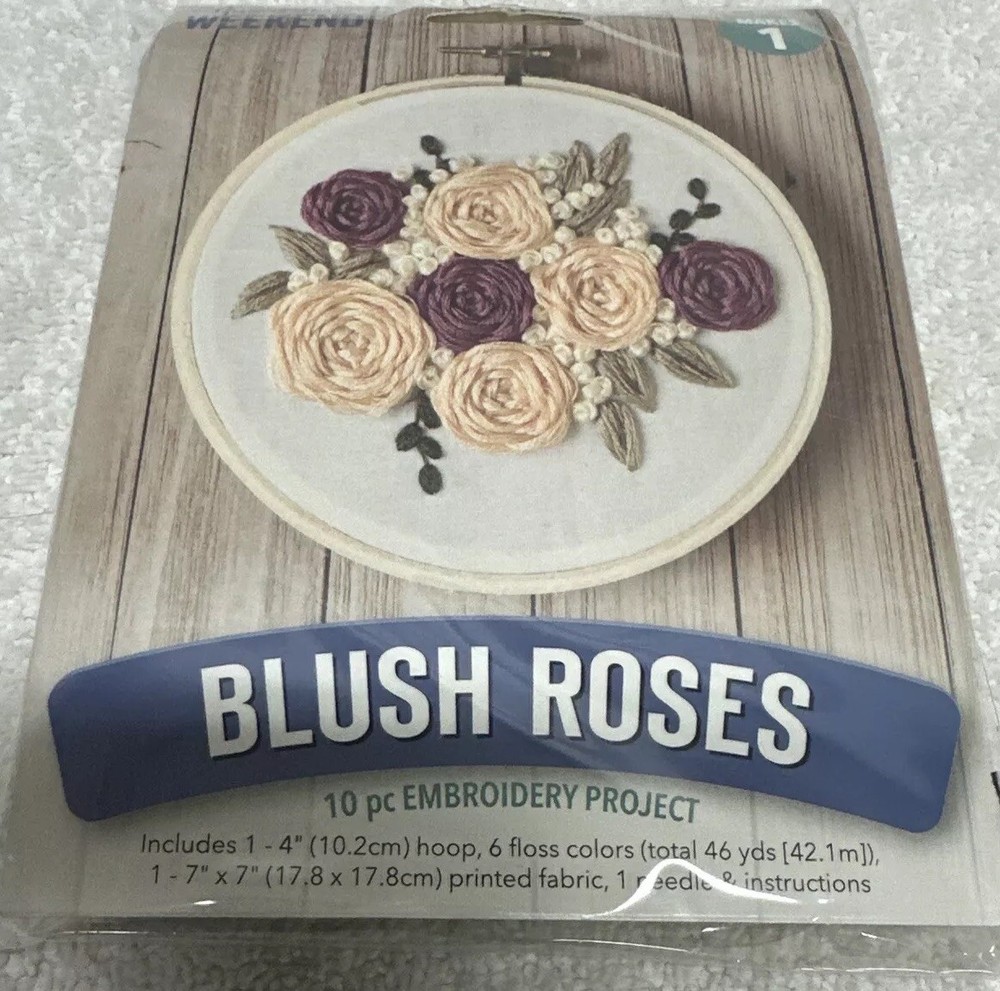 Blush Roses 10pc Embroidery project makes 1