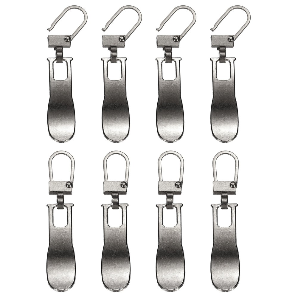 8Pcs Zipper Pull Replacement, Wave Detachable Tiny Zipper Slider, Gray