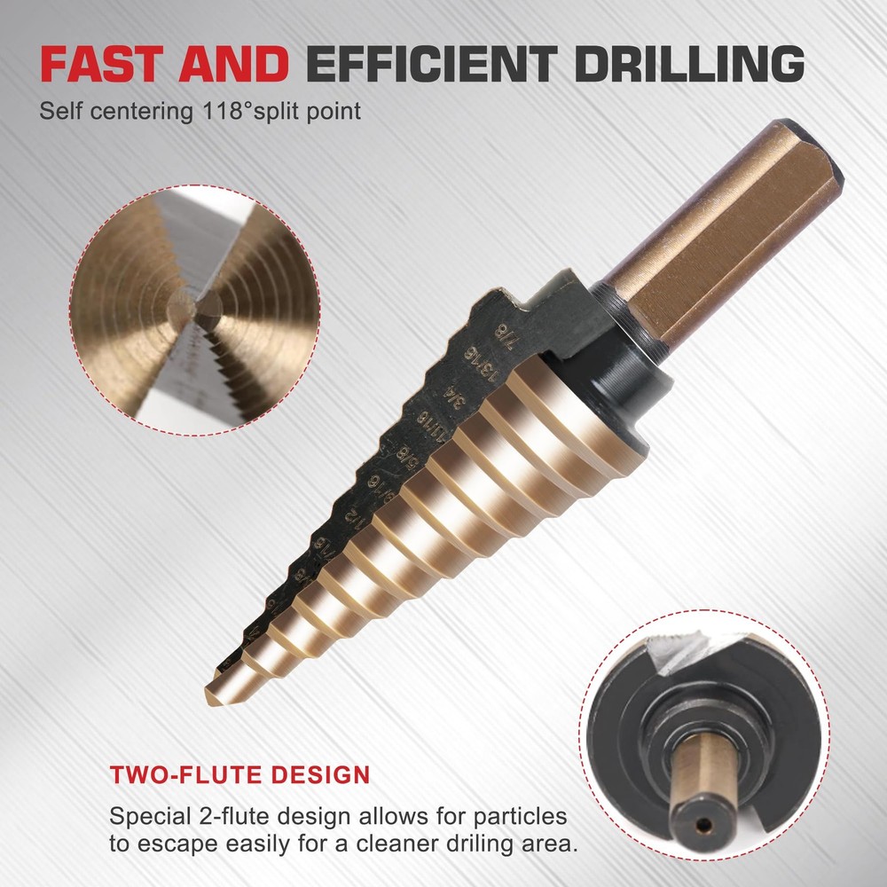 AIMLENTOOL 11PCS Step Drill Bit Set Titanium HSS Countersink Bits Kit