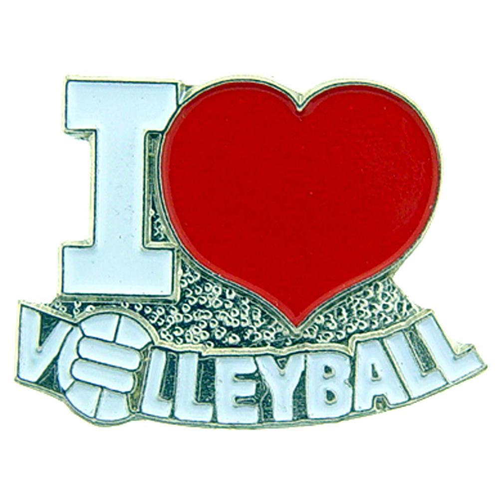 I Love Volleyball Pin 1"