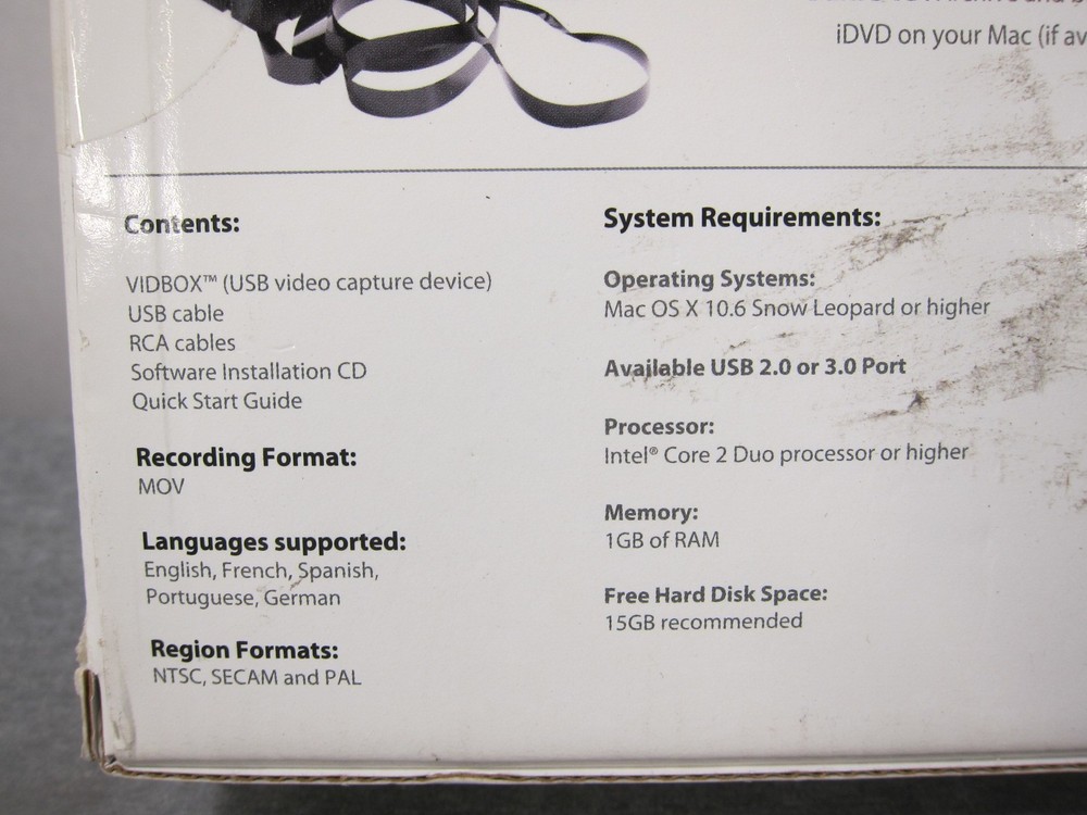 Honestech Vidbox For Mac Analog to Digital Video Conversion Solution NEW/SEALED