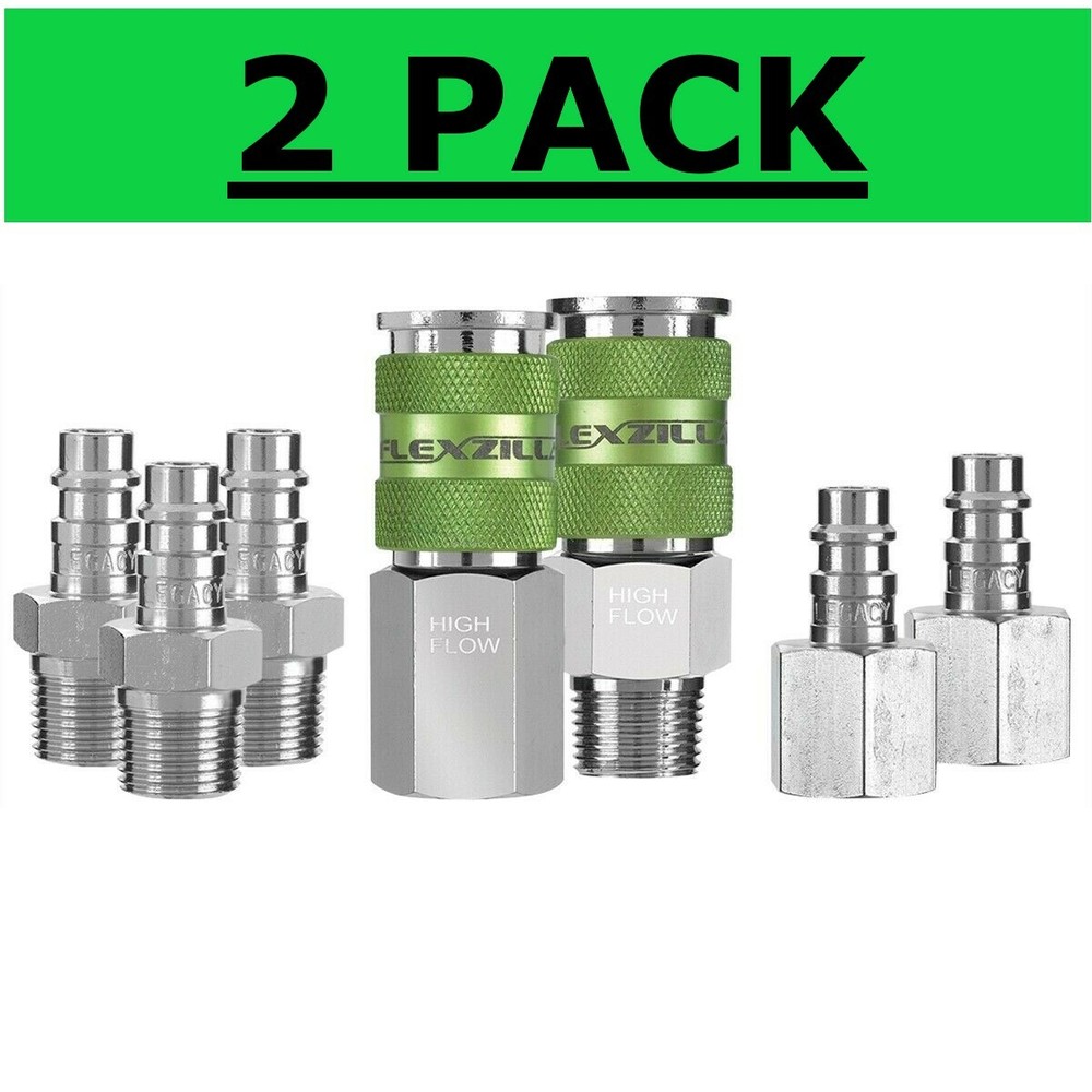 2 Legacy 7pc Flexzilla 3/8" Pro High Flow Air Hose Coupler Fitting Sets A53657FZ