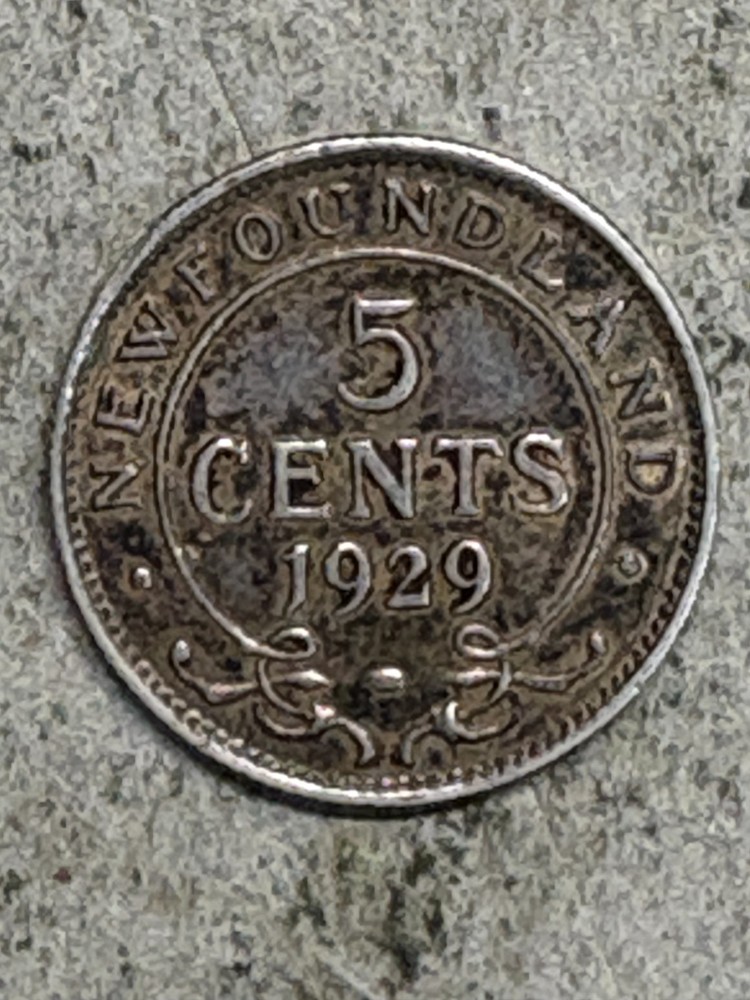 1929 Canada/Newfoundland Silver Five Cent Ch XF